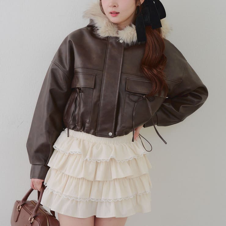 フードファーリボンブルゾン | RMAF　NICE CLAUP / OLIVE des OLIVE | 詳細画像2 