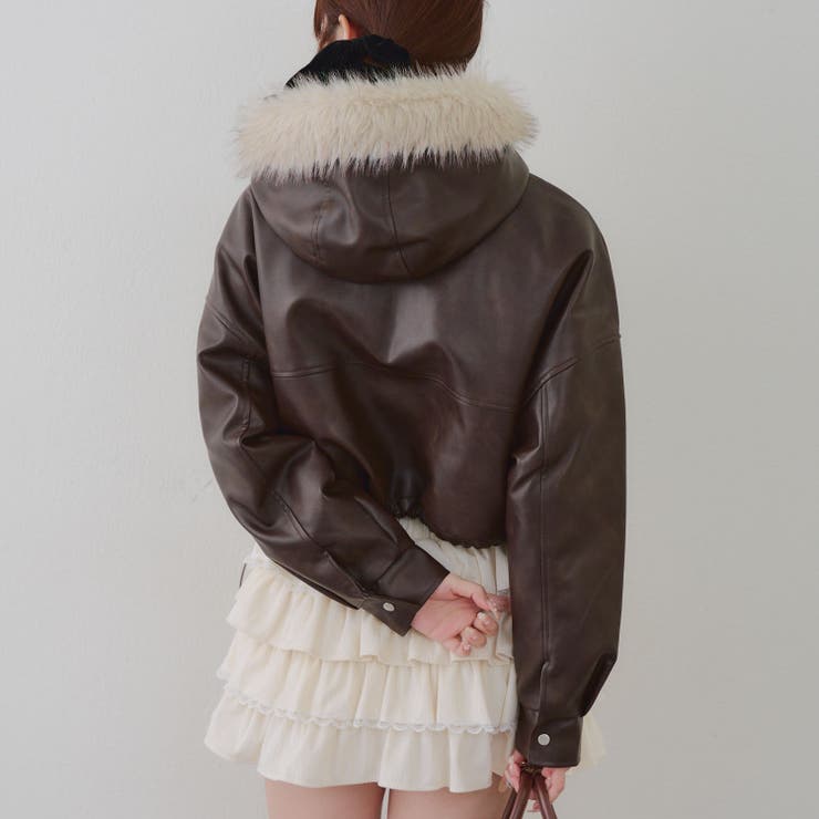 フードファーリボンブルゾン | RMAF　NICE CLAUP / OLIVE des OLIVE | 詳細画像4 