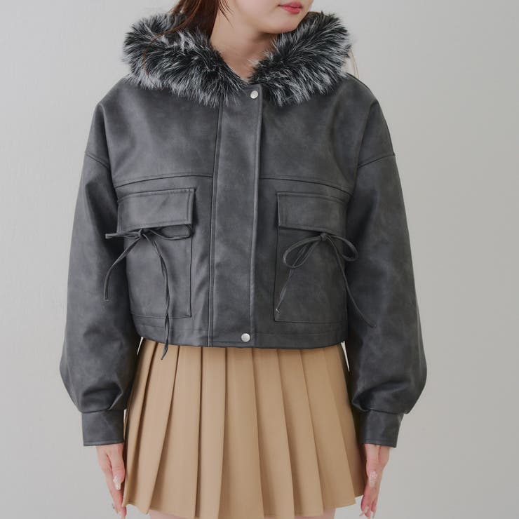 フードファーリボンブルゾン | RMAF　NICE CLAUP / OLIVE des OLIVE | 詳細画像24 