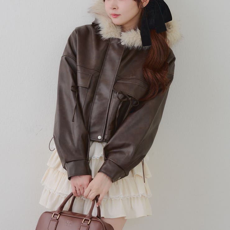 ブラウン | フードファーリボンブルゾン | RMAF　NICE CLAUP / OLIVE des OLIVE