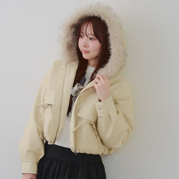 アイボリー | フードファーリボンブルゾン | RMAF　NICE CLAUP / OLIVE des OLIVE