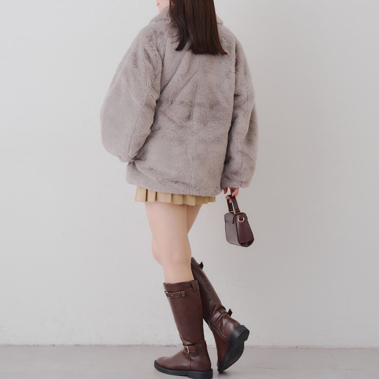COMPTOIR DES COTONNIERS ピーコート L ラビットファー ファーコート（ブラウン）