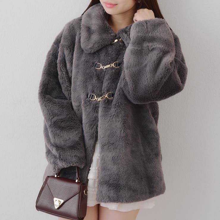 ラビットファービット付きミドルコート[品番：OLOW0016675