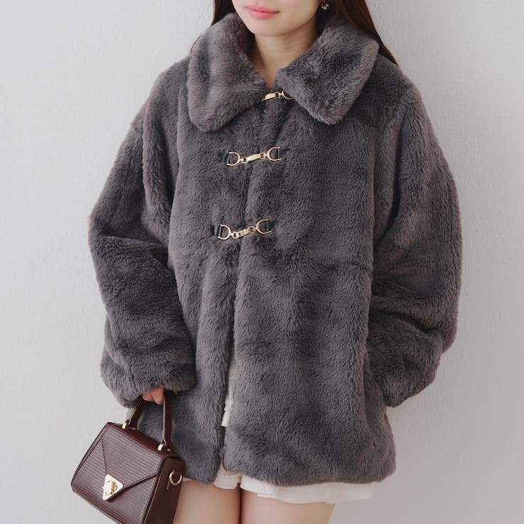 チャコール | ラビットファービット付きミドルコート | RMAF　NICE CLAUP / OLIVE des OLIVE