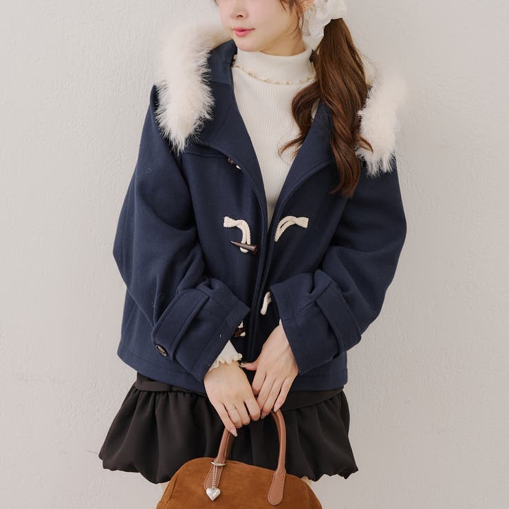 【新品】紺色ダッフルコート Lサイズ　フード付き　オリーブデオリーブスクール 制服メーカーが作る高品質】女子スクールコート｜オリーブデオリーブ