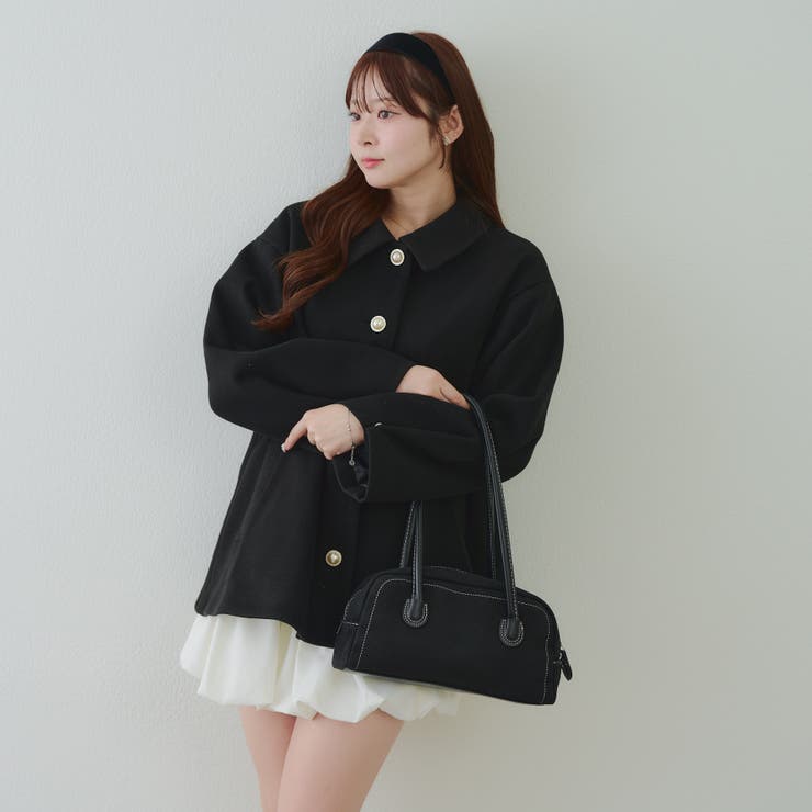 ブラック | ミドル丈ペプラムコート | RMAF　NICE CLAUP / OLIVE des OLIVE