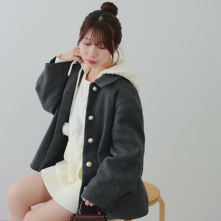 チャコール | ミドル丈ペプラムコート | RMAF　NICE CLAUP / OLIVE des OLIVE