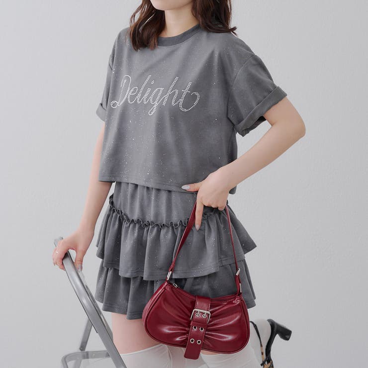 チャコール | 【セットアップ】キラキラTシャツ&ミニスカート | RMAF　NICE CLAUP / OLIVE des OLIVE