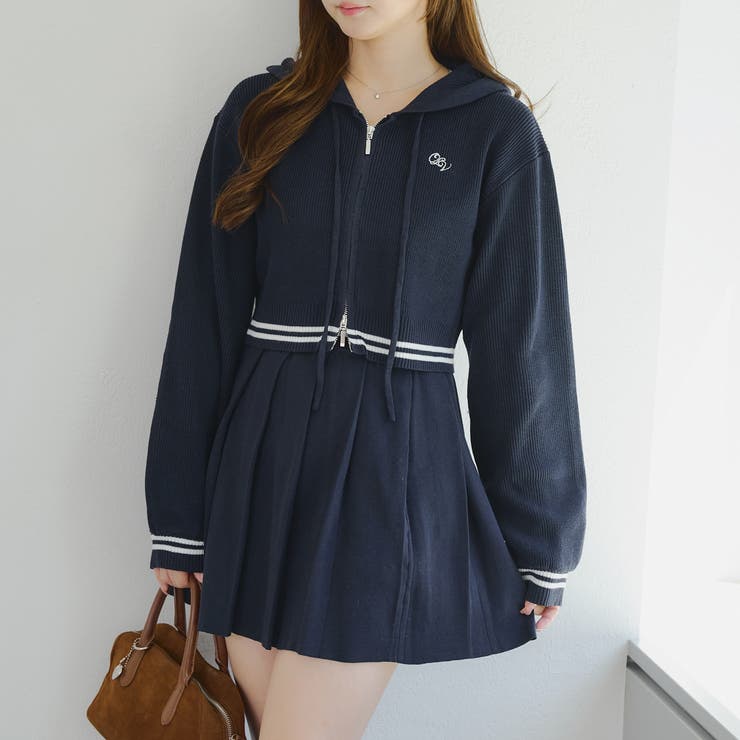 【セットアップ】ニットラインパーカー & ミニスカート | RMAF　NICE CLAUP / OLIVE des OLIVE | 詳細画像2 