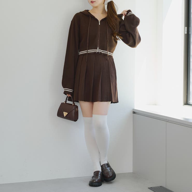 セットアップ】ニットラインパーカー & ミニスカート[品番