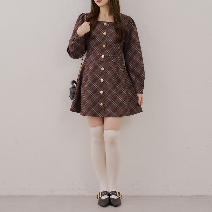 スクエアチェックミニワンピース | RMAF NICE CLAUP / OLIVE des OLIVE | 詳細画像8