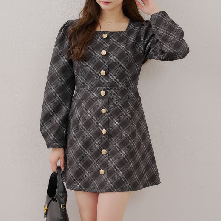 スクエアチェックミニワンピース | RMAF NICE CLAUP / OLIVE des OLIVE | 詳細画像16