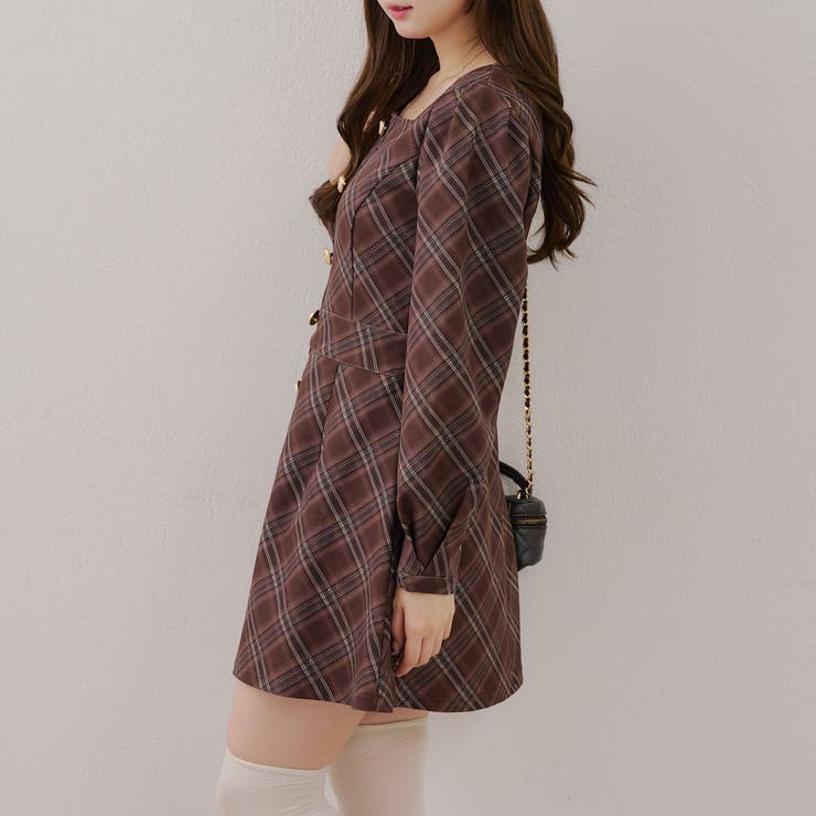 スクエアチェックミニワンピース | RMAF NICE CLAUP / OLIVE des OLIVE | 詳細画像5