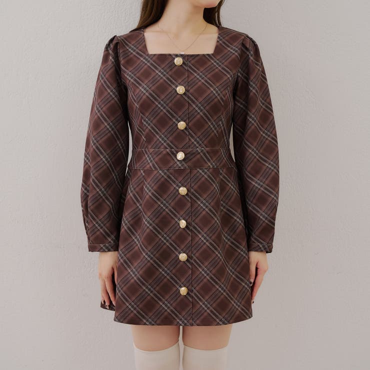 スクエアチェックミニワンピース | RMAF NICE CLAUP / OLIVE des OLIVE | 詳細画像24