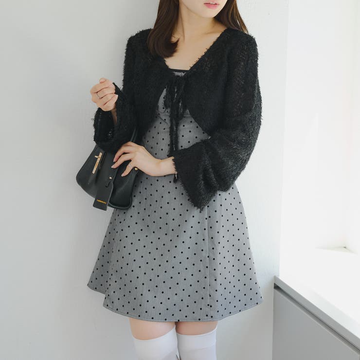 セットアイテム】シャギーカーディガン×ミニジャンスカ[品番