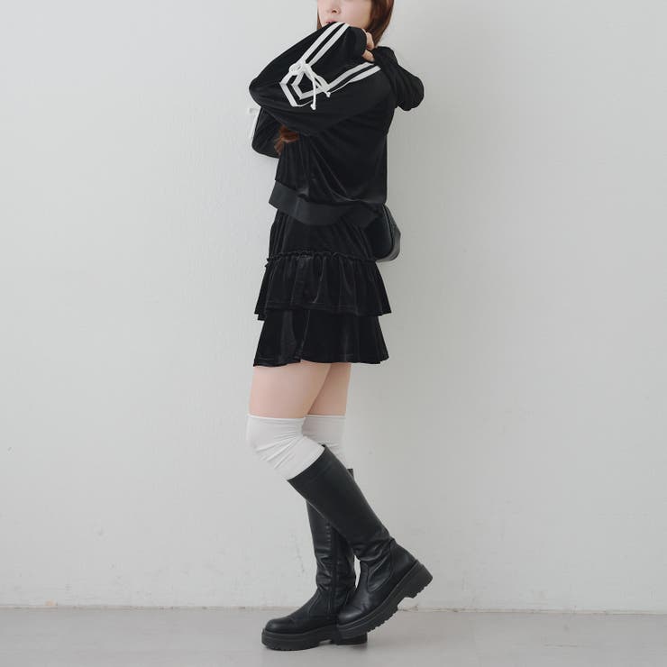 【セットアップ】袖リボンベロアパーカー & ミニスカート | RMAF　NICE CLAUP / OLIVE des OLIVE | 詳細画像9 