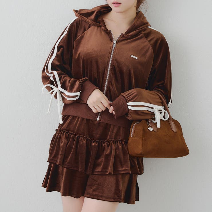 【セットアップ】袖リボンベロアパーカー & ミニスカート | RMAF　NICE CLAUP / OLIVE des OLIVE | 詳細画像11 