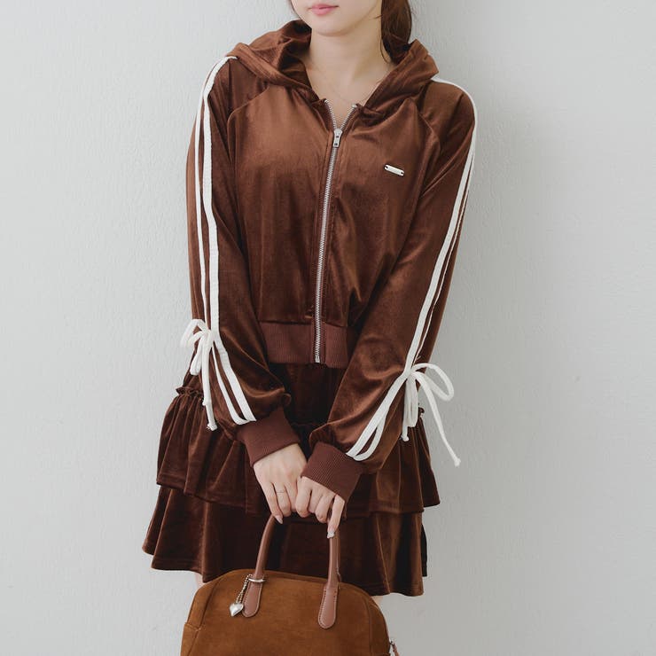 【セットアップ】袖リボンベロアパーカー & ミニスカート | RMAF　NICE CLAUP / OLIVE des OLIVE | 詳細画像12 