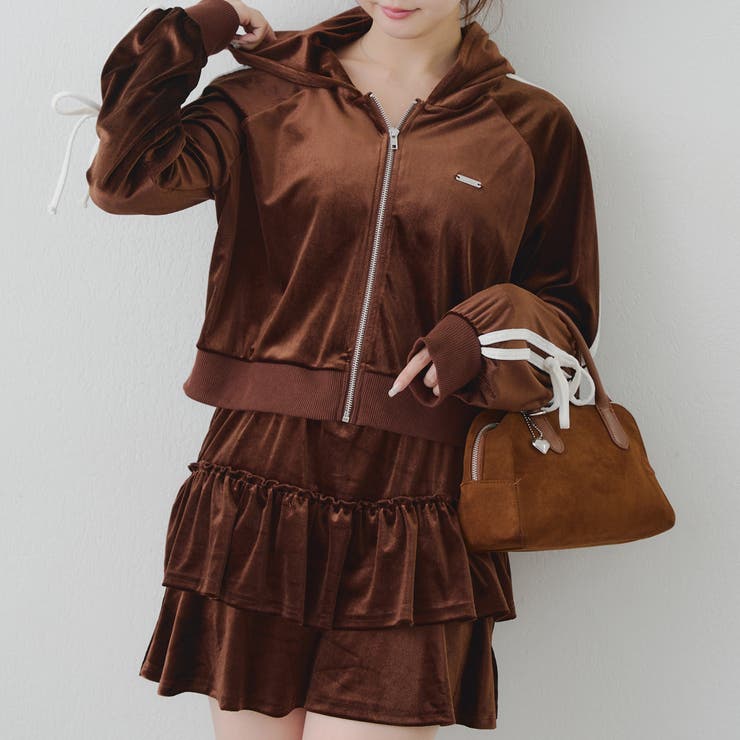 【セットアップ】袖リボンベロアパーカー & ミニスカート | RMAF　NICE CLAUP / OLIVE des OLIVE | 詳細画像13 