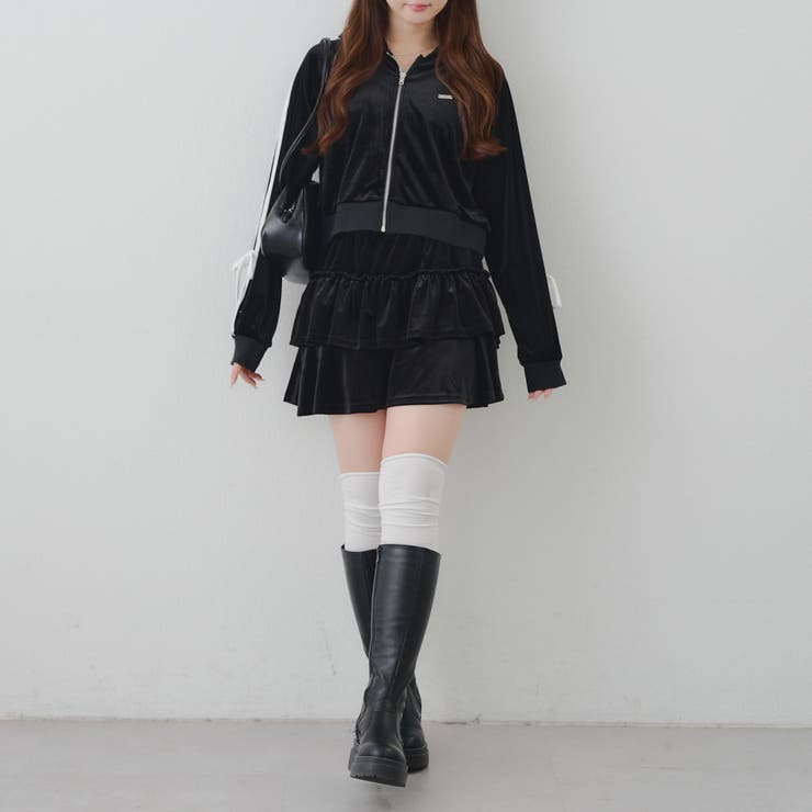 【セットアップ】袖リボンベロアパーカー & ミニスカート | RMAF　NICE CLAUP / OLIVE des OLIVE | 詳細画像6 