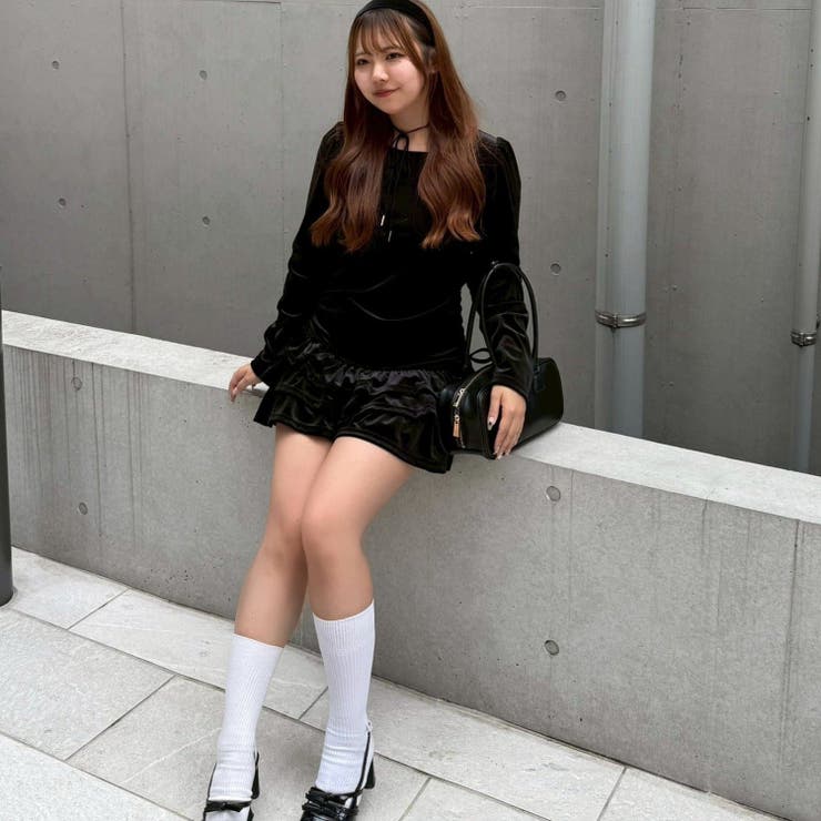 ブラック | 【めい@may_81oセレクト】ベロア裾フリルミニワンピース | RMAF　NICE CLAUP / OLIVE des OLIVE