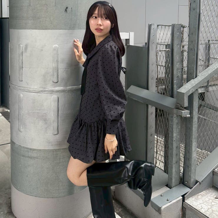 ネクタイ付裾バルーンミニワンピース | RMAF　NICE CLAUP / OLIVE des OLIVE | 詳細画像3 
