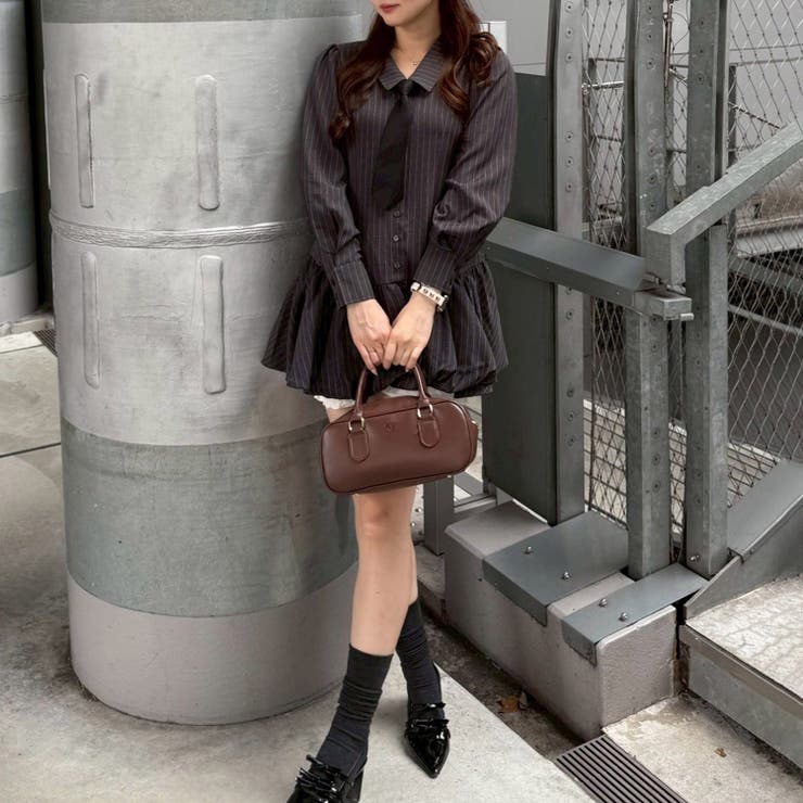 柄1 | ネクタイ付裾バルーンミニワンピース | RMAF　NICE CLAUP / OLIVE des OLIVE
