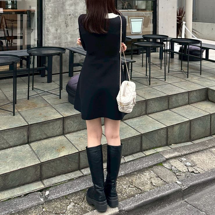 フェザー衿リブニットワンピース | RMAF　NICE CLAUP / OLIVE des OLIVE | 詳細画像9 