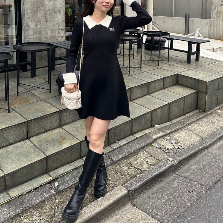 フェザー衿リブニットワンピース | RMAF　NICE CLAUP / OLIVE des OLIVE | 詳細画像10 