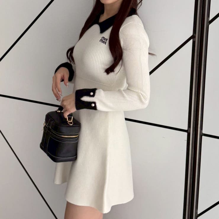 フェザー衿リブニットワンピース | RMAF　NICE CLAUP / OLIVE des OLIVE | 詳細画像13 