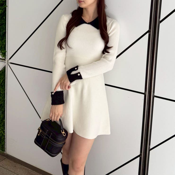 フェザー衿リブニットワンピース | RMAF　NICE CLAUP / OLIVE des OLIVE | 詳細画像14 