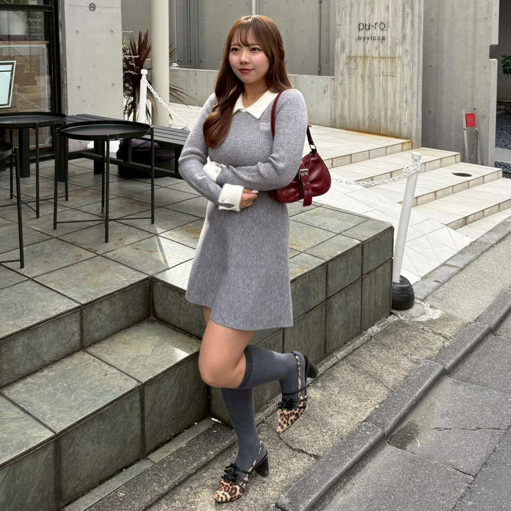 フェザー衿リブニットワンピース | RMAF　NICE CLAUP / OLIVE des OLIVE | 詳細画像16 