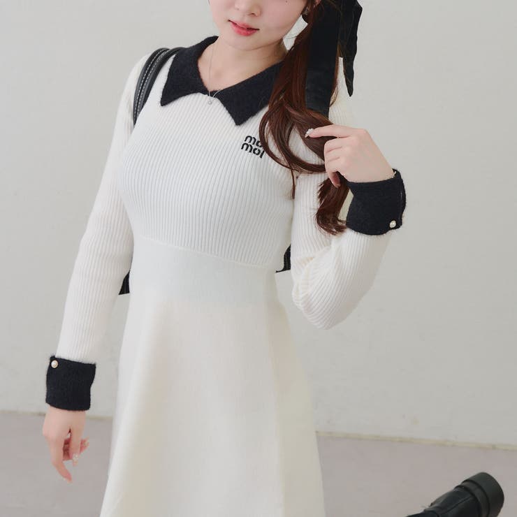 フェザー衿リブニットワンピース | RMAF　NICE CLAUP / OLIVE des OLIVE | 詳細画像23 