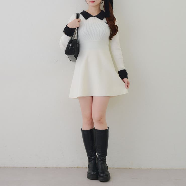 フェザー衿リブニットワンピース | RMAF　NICE CLAUP / OLIVE des OLIVE | 詳細画像27 