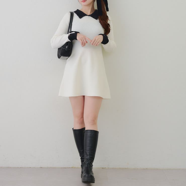 フェザー衿リブニットワンピース | RMAF　NICE CLAUP / OLIVE des OLIVE | 詳細画像28 