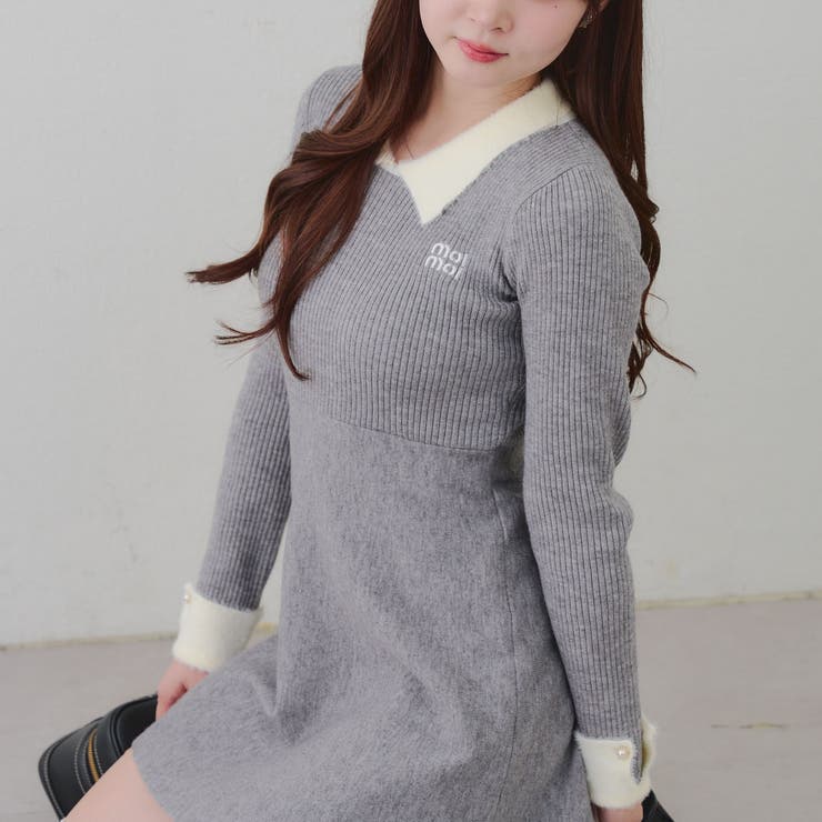 フェザー衿リブニットワンピース | RMAF　NICE CLAUP / OLIVE des OLIVE | 詳細画像32 