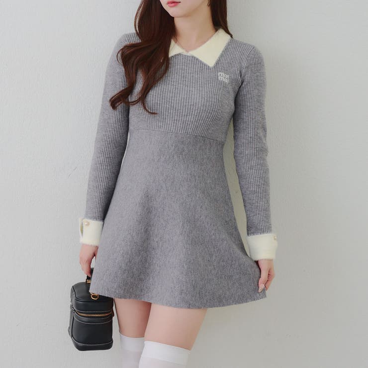 フェザー衿リブニットワンピース | RMAF　NICE CLAUP / OLIVE des OLIVE | 詳細画像33 