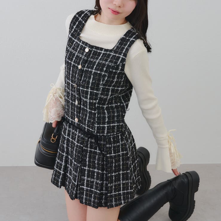 ラメツイードミニ丈ジャンスカ | RMAF　NICE CLAUP / OLIVE des OLIVE | 詳細画像3 