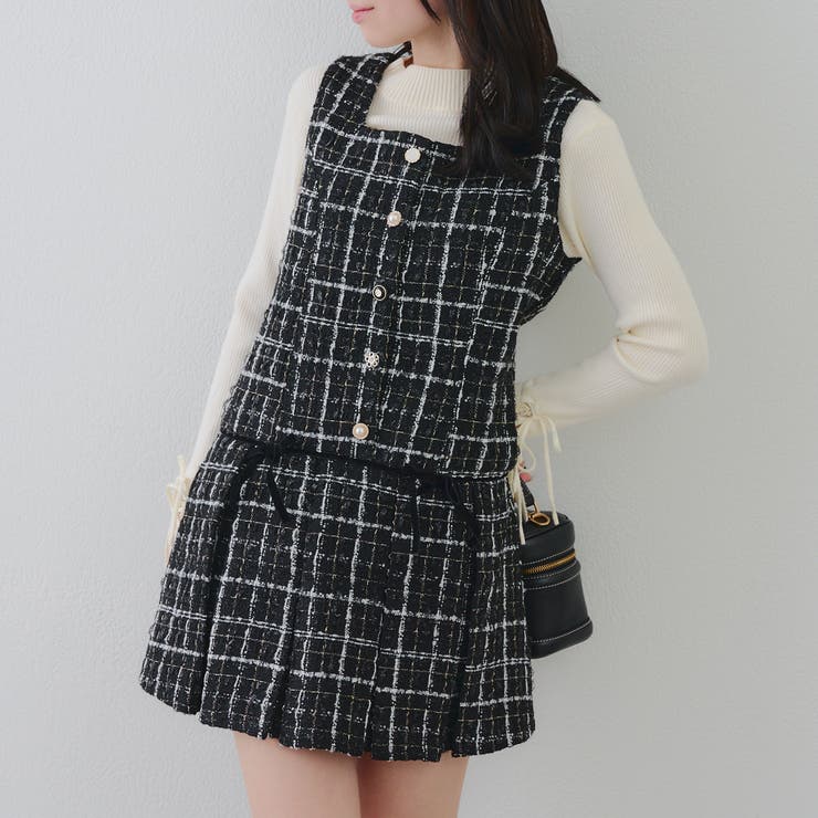 ブラック | ラメツイードミニ丈ジャンスカ | RMAF　NICE CLAUP / OLIVE des OLIVE