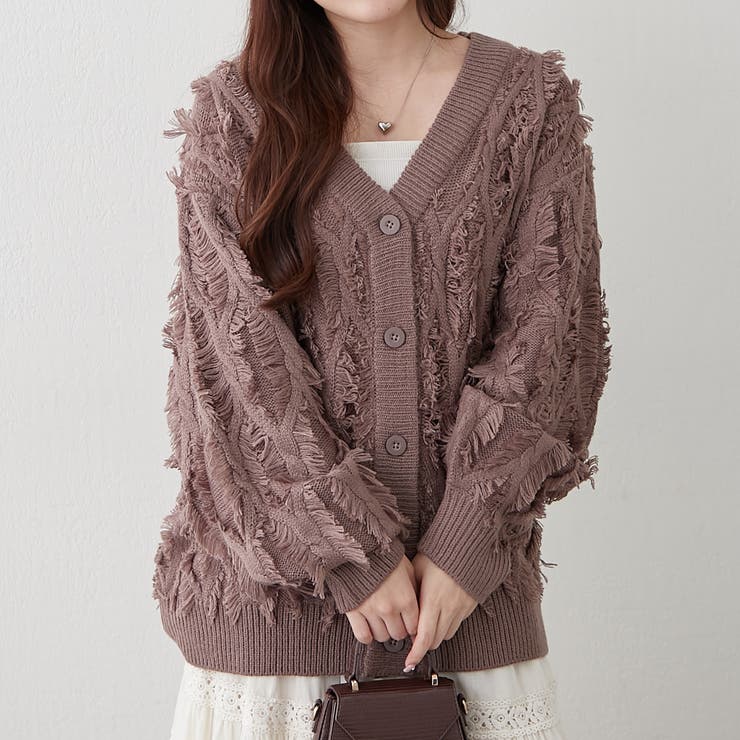 【NAO】フリンジVカーディガン | RMAF　NICE CLAUP / OLIVE des OLIVE | 詳細画像4 