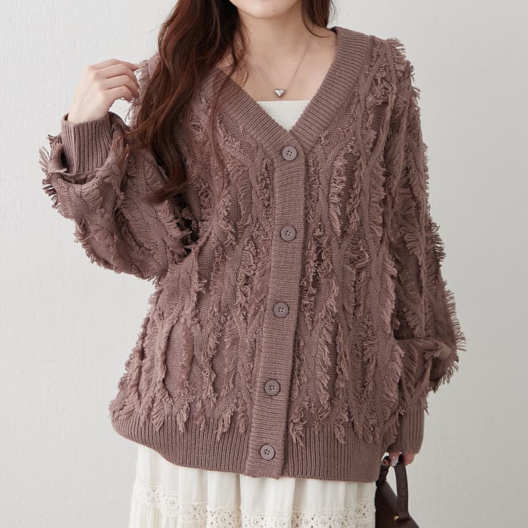 【NAO】フリンジVカーディガン | RMAF　NICE CLAUP / OLIVE des OLIVE | 詳細画像3 