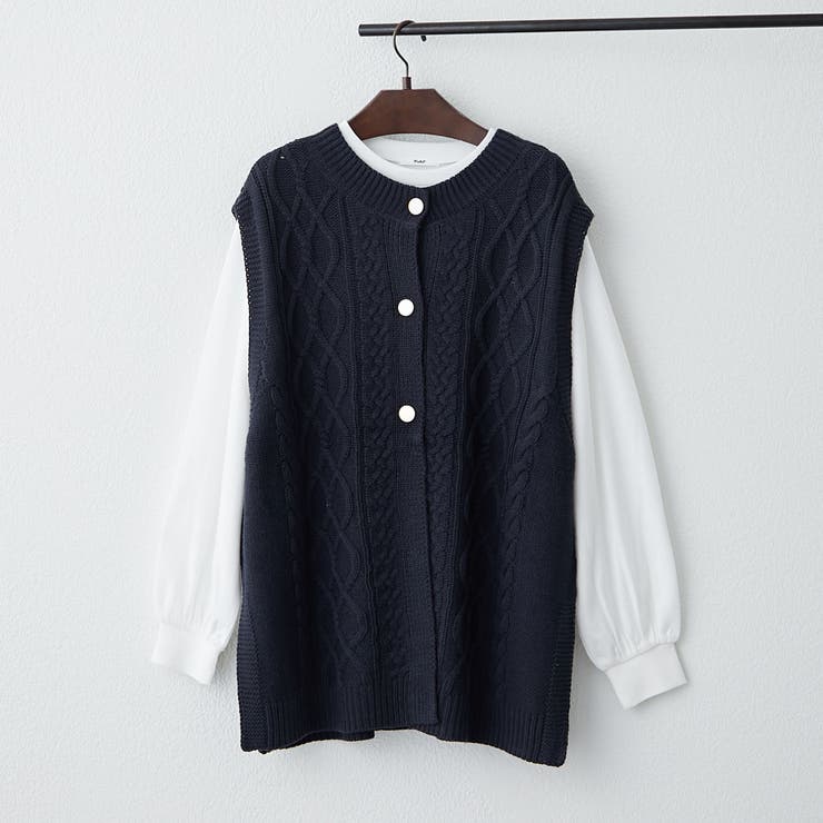 【NAO】ニットベスト+ロンT | RMAF NICE CLAUP / OLIVE des OLIVE | 詳細画像2