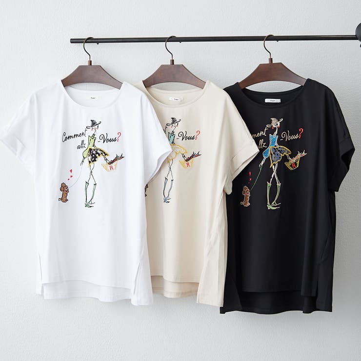 NAO】アート刺繍Tシャツ[品番：OLOW0016293]｜RMAF NICE CLAUP / OLIVE