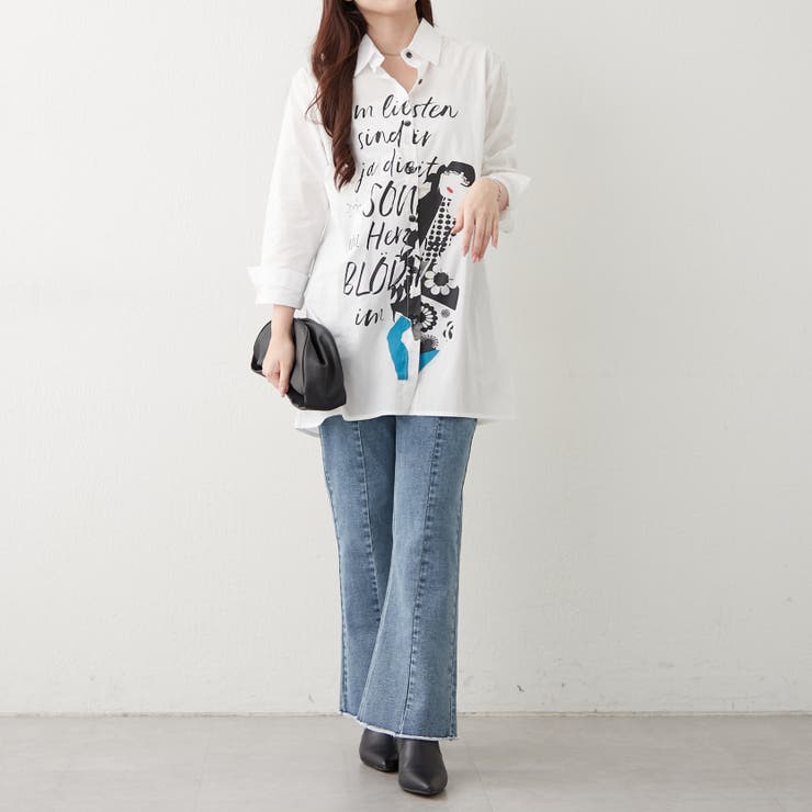 【NAO】アート柄ロングシャツ | RMAF　NICE CLAUP / OLIVE des OLIVE | 詳細画像8 