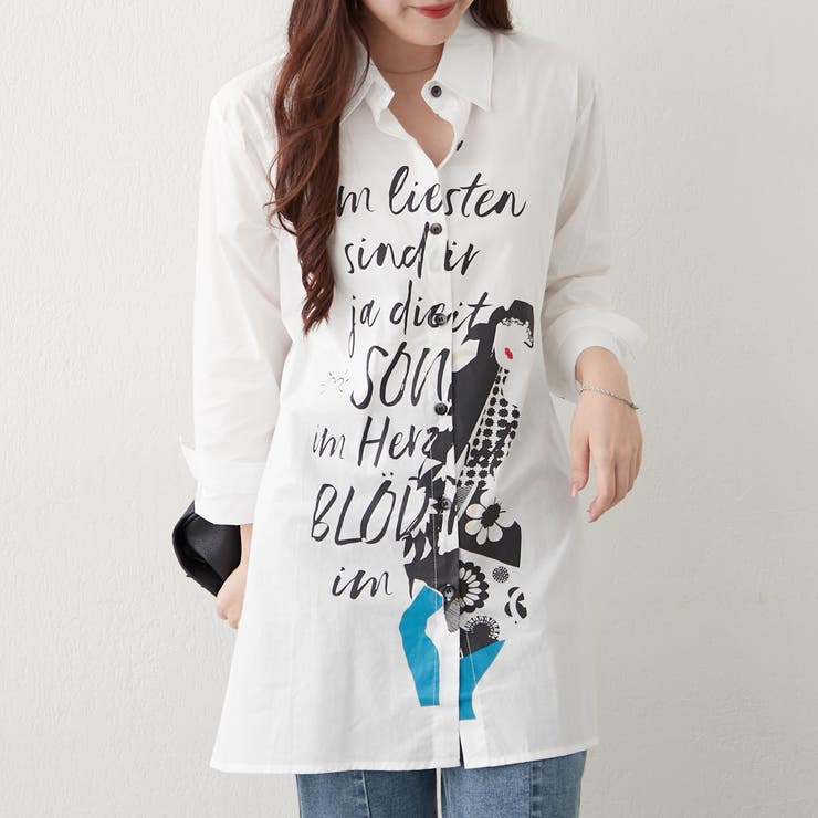 【NAO】アート柄ロングシャツ | RMAF　NICE CLAUP / OLIVE des OLIVE | 詳細画像2 