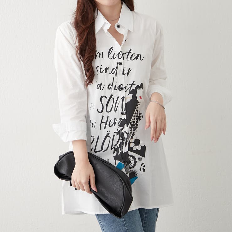 【NAO】アート柄ロングシャツ | RMAF　NICE CLAUP / OLIVE des OLIVE | 詳細画像4 