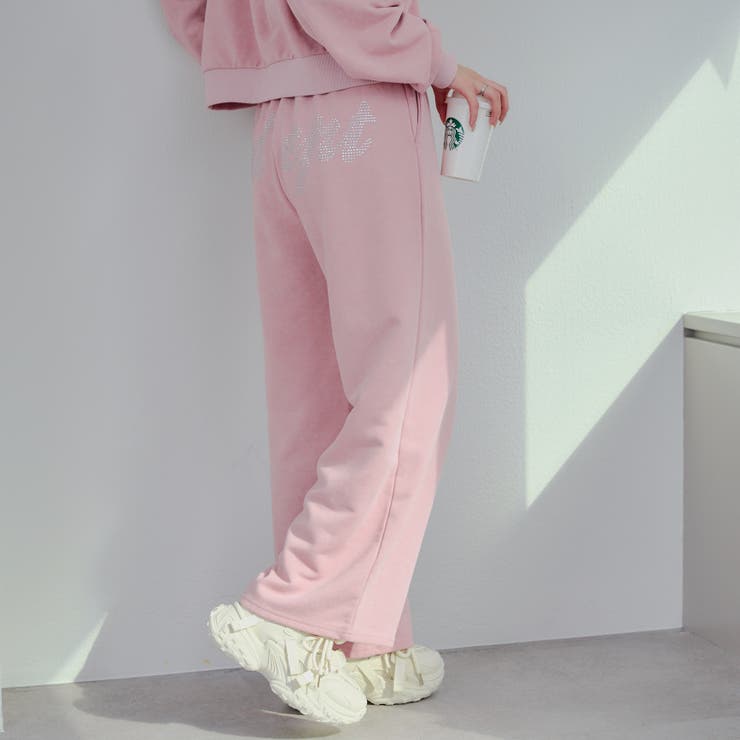 ピンク | 【セットアップ対応】バックロゴラインストーン付スウェットパンツ | RMAF　NICE CLAUP / OLIVE des OLIVE