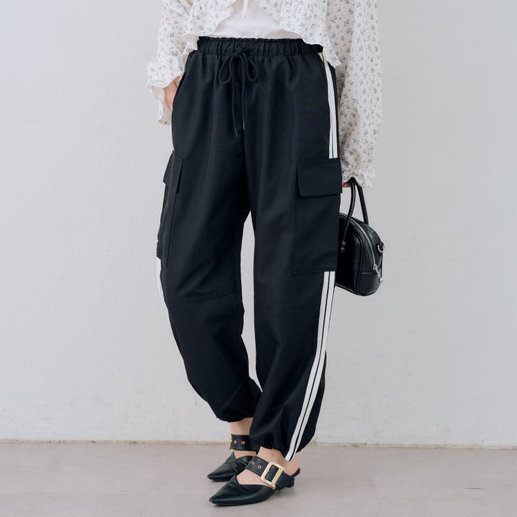 ブラック | 脇ライン入りカーゴパンツ | RMAF　NICE CLAUP / OLIVE des OLIVE