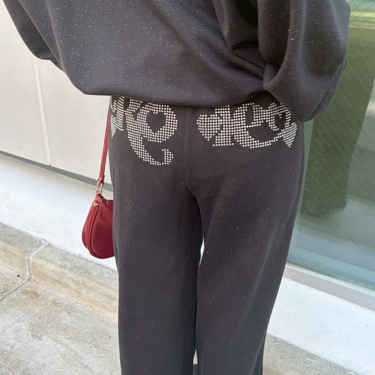 ブラック | 【セットアップ対応】キラキラスウェットパンツ | NICE CLAUP / OLIVE des OLIVE　OUTLET