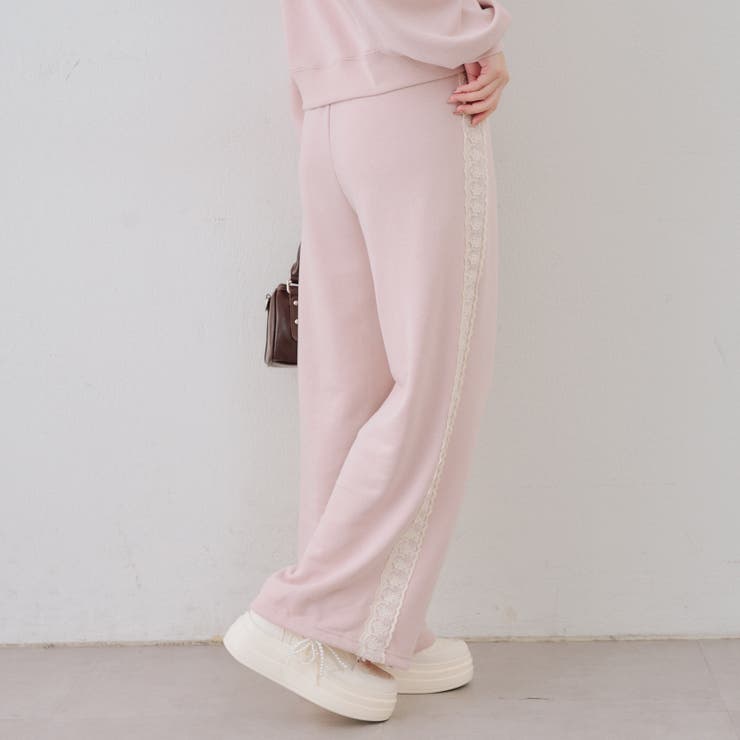 ピンク | 【セットアップ対応】レース付スウェットパンツ | RMAF　NICE CLAUP / OLIVE des OLIVE